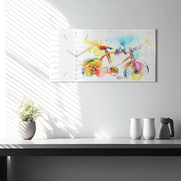 Horizontálne hodiny Maľovaný bicykel