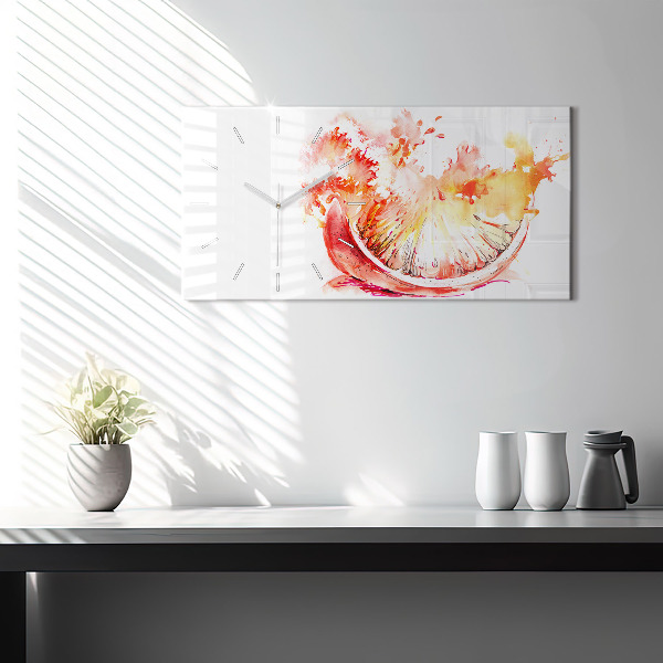 Horizontálne hodiny Maľované oranžovou farbou