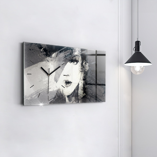Horizontálne hodiny Žena – akvarely