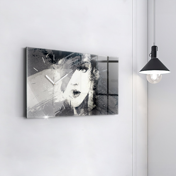 Horizontálne hodiny Žena – akvarely