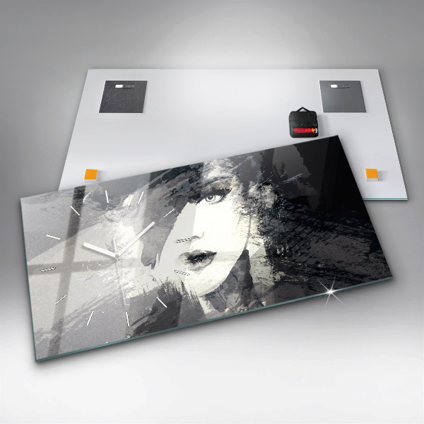 Horizontálne hodiny Žena – akvarely