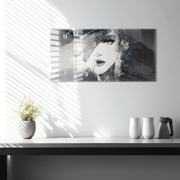 Horizontálne hodiny Žena – akvarely