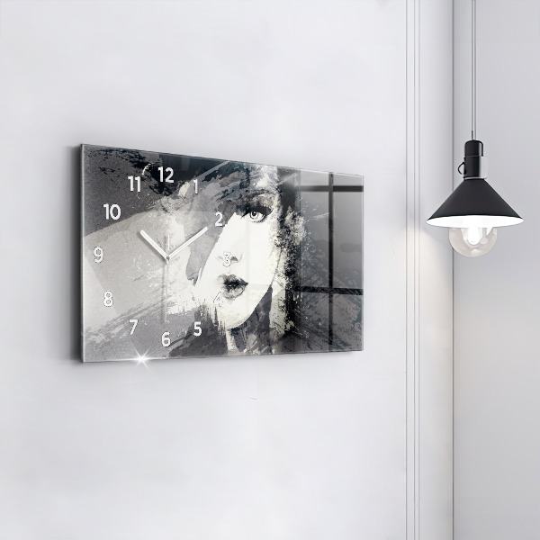 Horizontálne hodiny Žena – akvarely