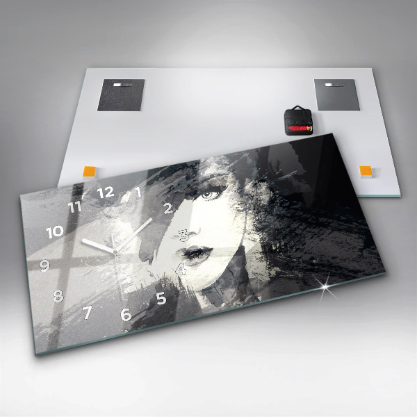 Horizontálne hodiny Žena – akvarely