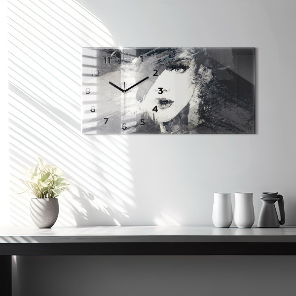 Horizontálne hodiny Žena – akvarely