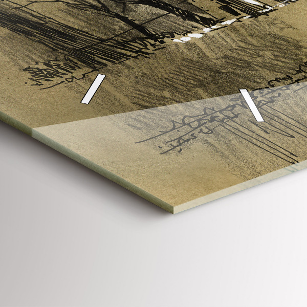 Horizontálne hodiny Park a stromy v sépiovej farbe