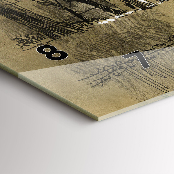 Horizontálne hodiny Park a stromy v sépiovej farbe