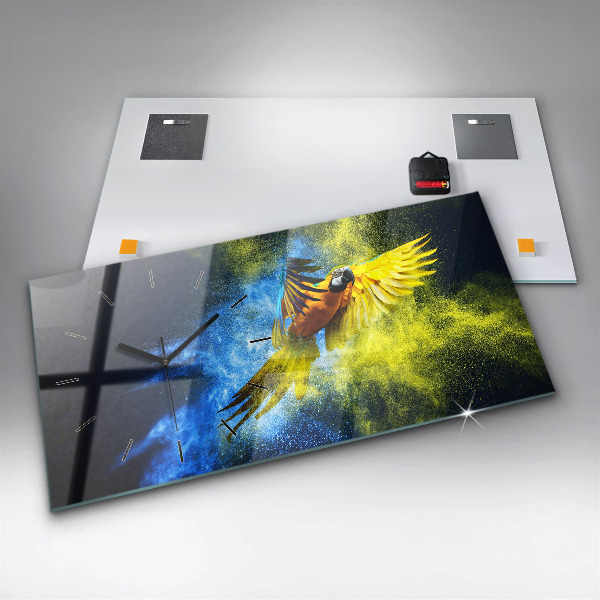 Horizontálne hodiny Farebný papagáj