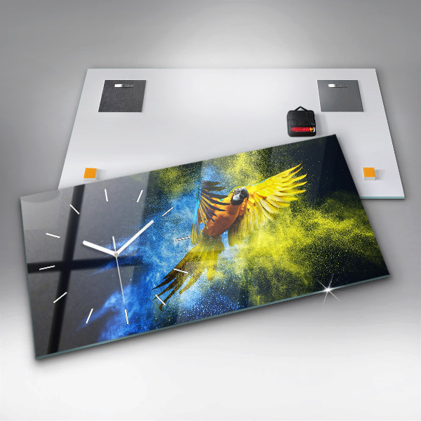 Horizontálne hodiny Farebný papagáj