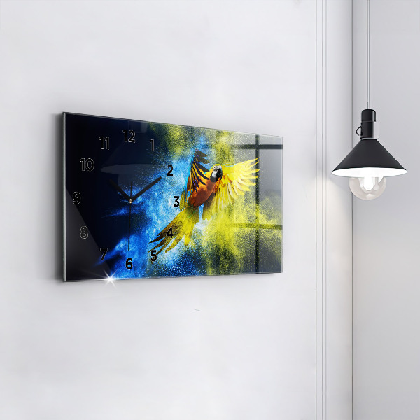 Horizontálne hodiny Farebný papagáj