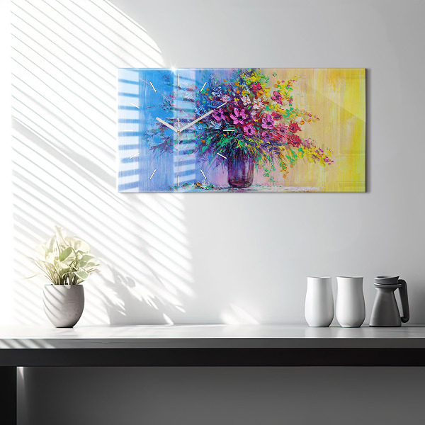 Horizontálne hodiny Kvety vo váze