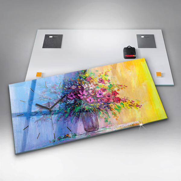 Horizontálne hodiny Kvety vo váze