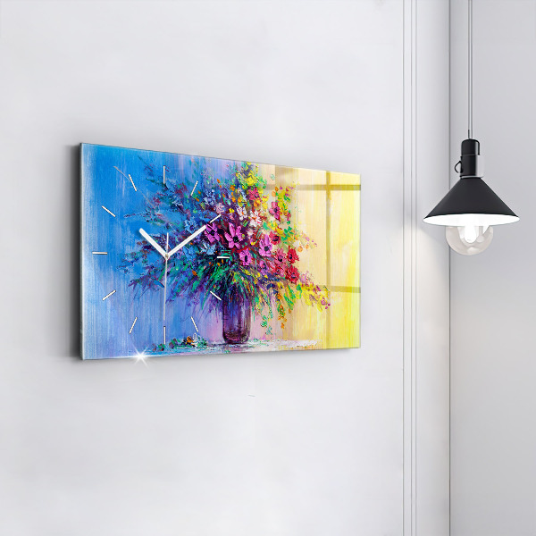 Horizontálne hodiny Kvety vo váze