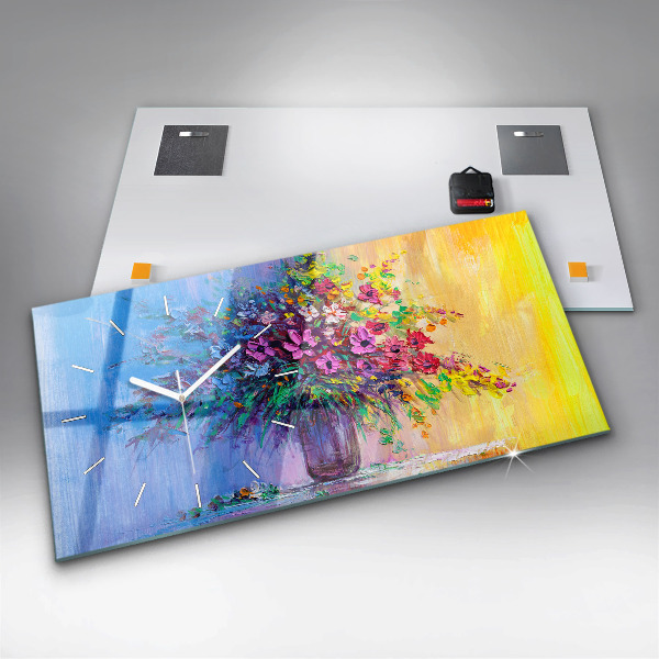 Horizontálne hodiny Kvety vo váze