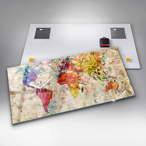 Horizontálne hodiny Farebná mapa sveta