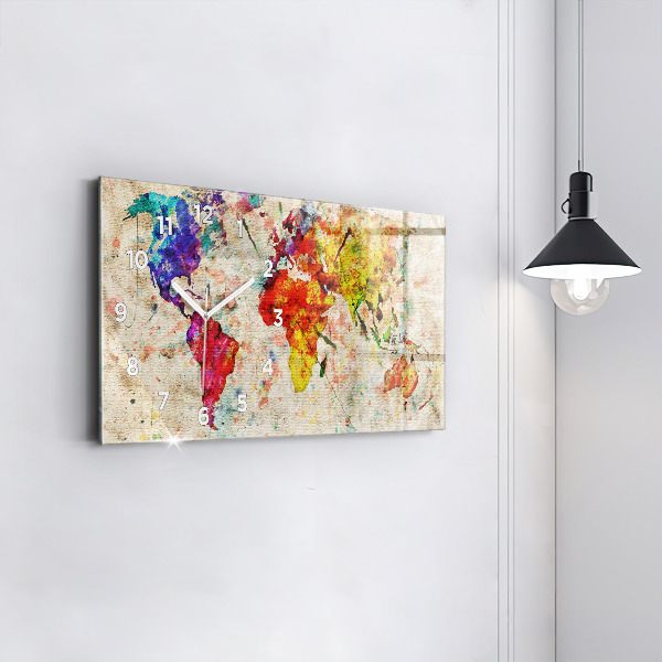 Horizontálne hodiny Farebná mapa sveta