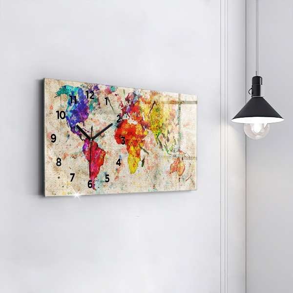 Horizontálne hodiny Farebná mapa sveta