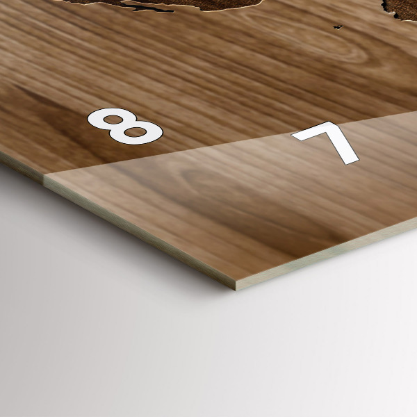 Horizontálne hodiny Mapa sveta na dreve