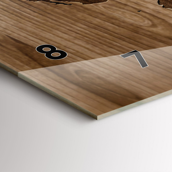 Horizontálne hodiny Mapa sveta na dreve