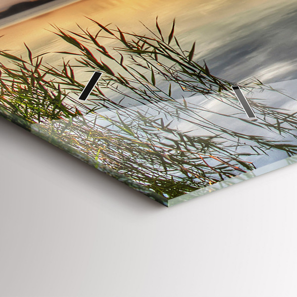 Horizontálne hodiny Západ slnka pri jazere