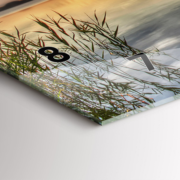 Horizontálne hodiny Západ slnka pri jazere