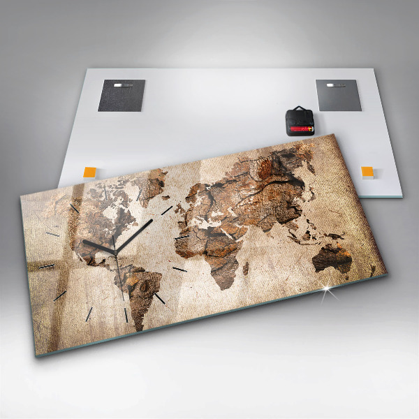Horizontálne hodiny Vintage mapa sveta