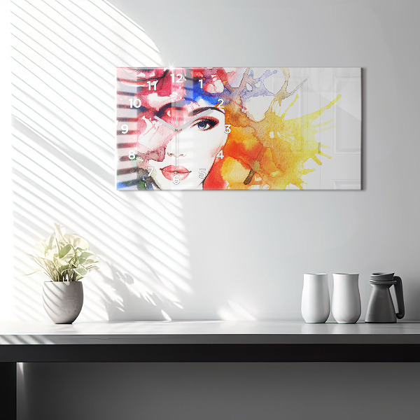 Horizontálne hodiny farebný portrét ženy