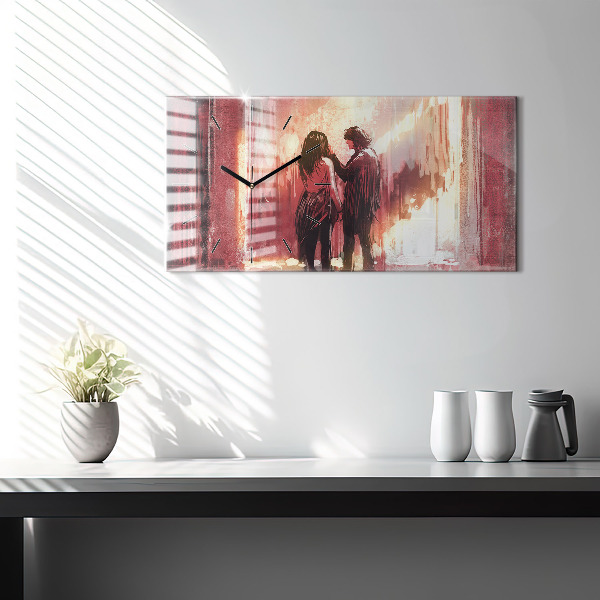 Horizontálne hodiny Mladý pár v láske