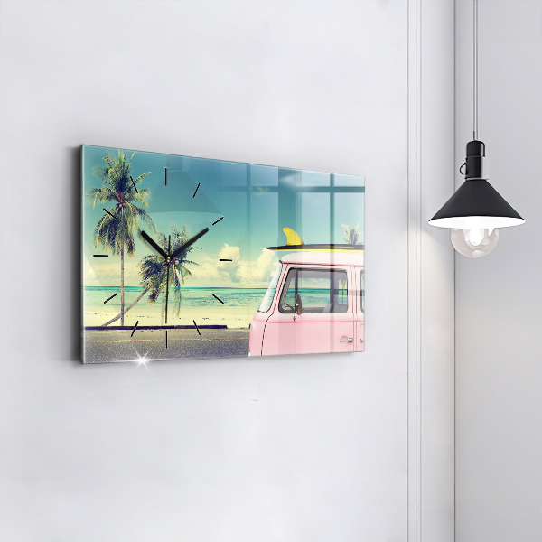 Horizontálne hodiny Auto so surfom