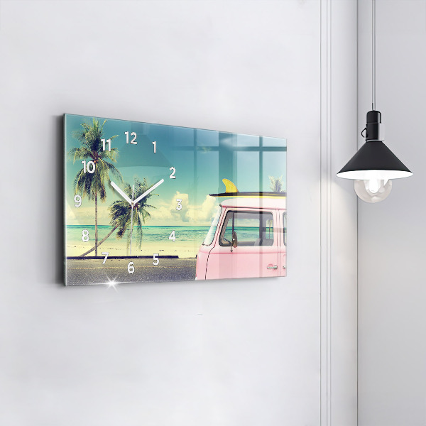 Horizontálne hodiny Auto so surfom