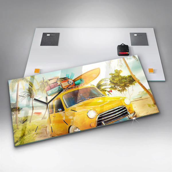 Horizontálne hodiny Auto so surfom