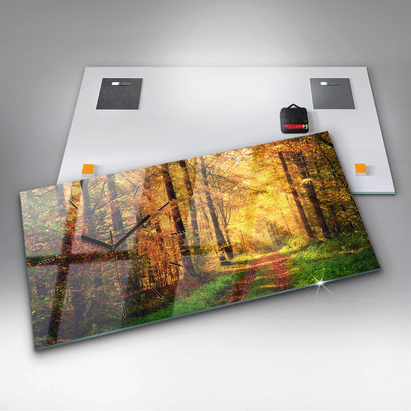 Horizontálne hodiny Jesenná lesná scenéria