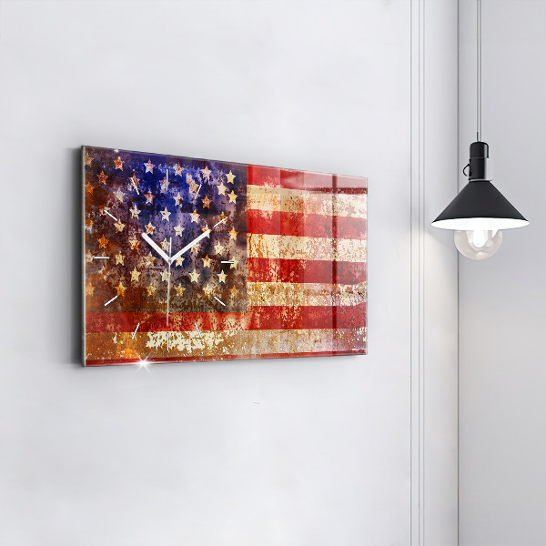 Horizontálne hodiny Vlajka USA vo vintage štýle