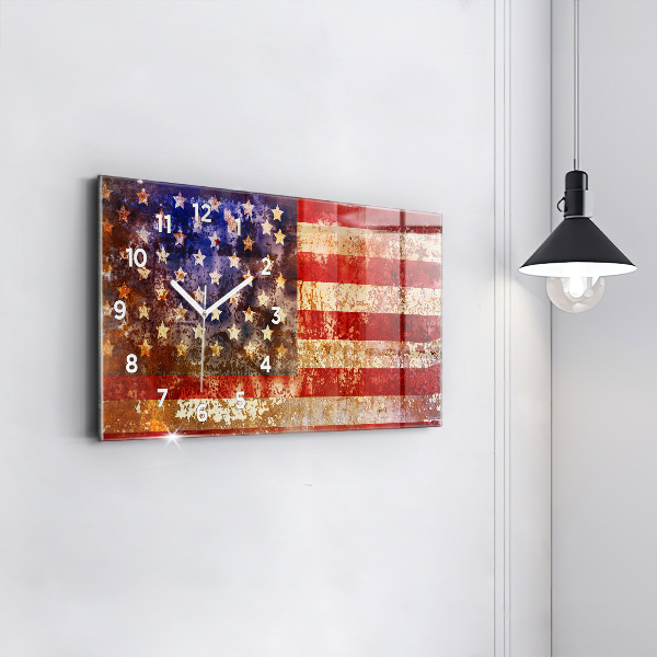Horizontálne hodiny Vlajka USA vo vintage štýle