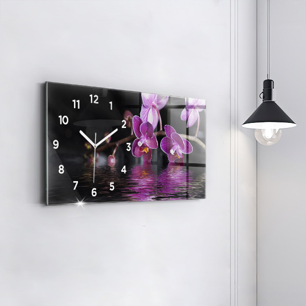Horizontálne hodiny Kvet orchidey na vode