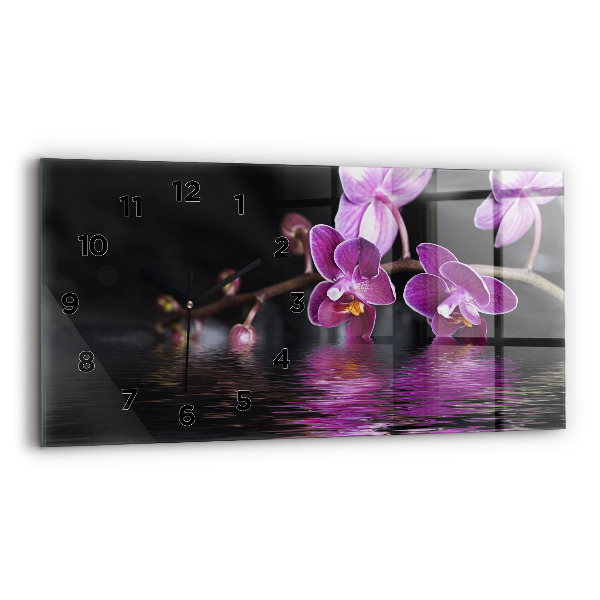 Horizontálne hodiny Kvet orchidey na vode