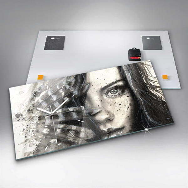 Horizontálne hodiny Maľovaný portrét