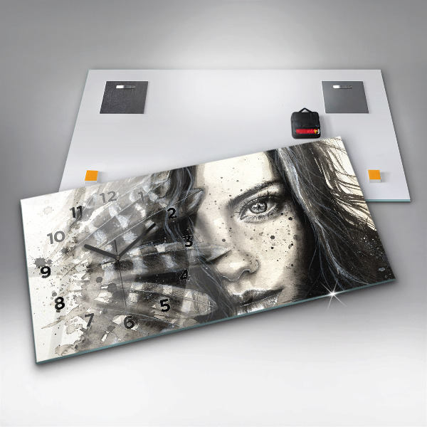 Horizontálne hodiny Maľovaný portrét