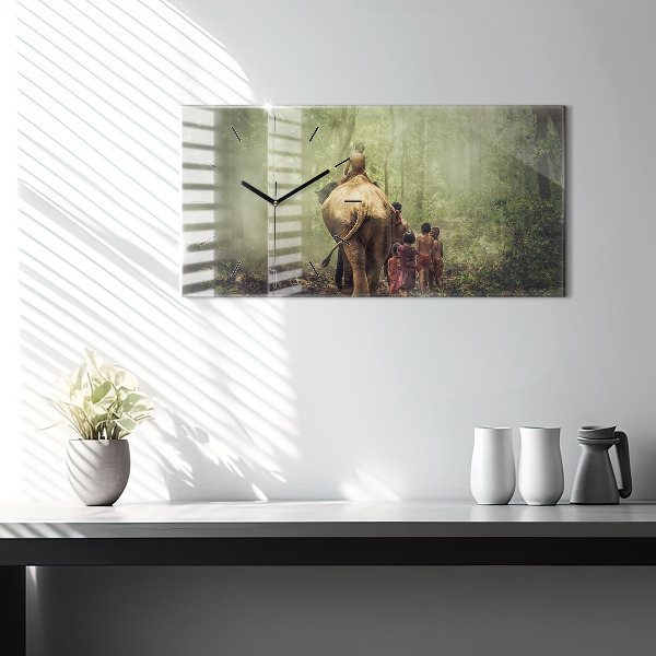 Horizontálne hodiny Deti vedú slona