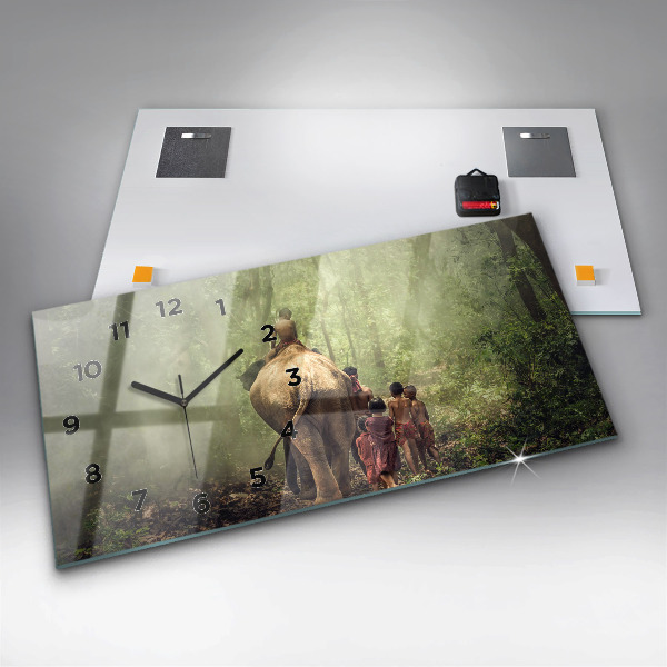 Horizontálne hodiny Deti vedú slona