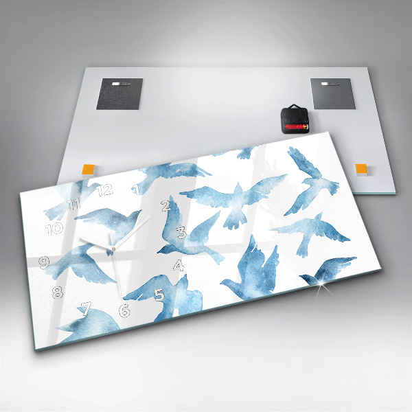 Horizontálne hodiny Lietajúce modré vtáky