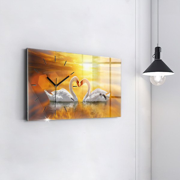 Horizontálne hodiny Zamilované labute