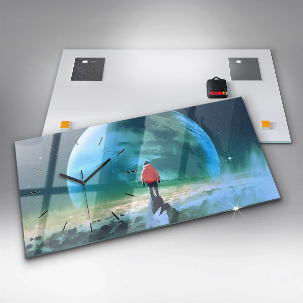 Horizontálne hodiny Muž na Mesiaci