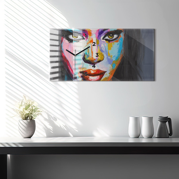 Horizontálne hodiny Farebná ženská tvár