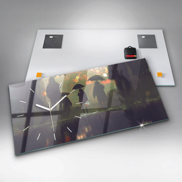 Horizontálne hodiny Ľudia s dáždnikmi