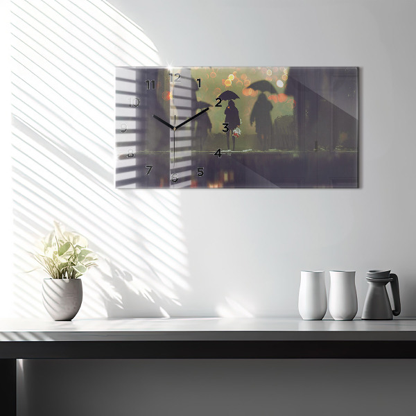 Horizontálne hodiny Ľudia s dáždnikmi