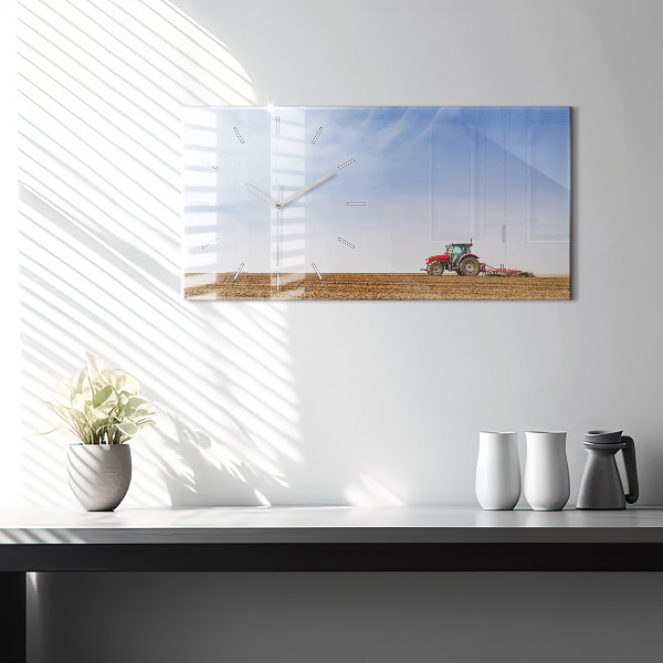 Horizontálne hodiny Farmár v traktore