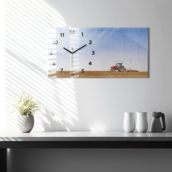 Horizontálne hodiny Farmár v traktore