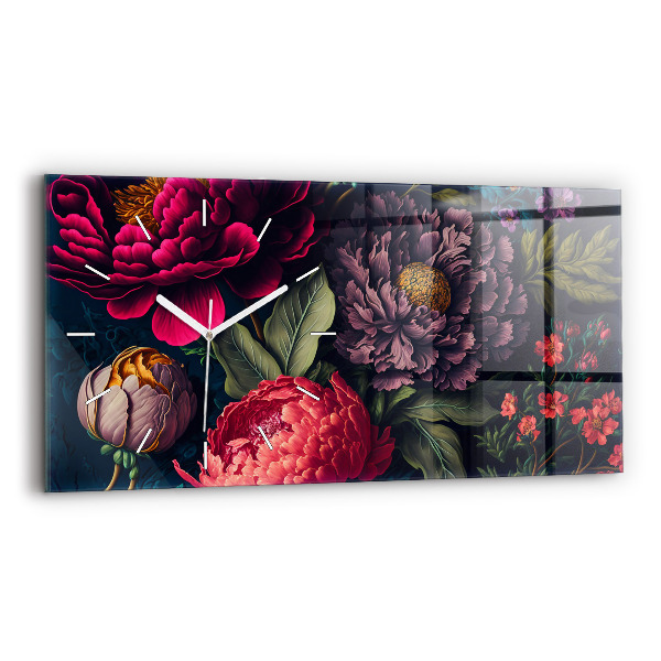 Horizontálne hodiny Vintage kytica kvetov