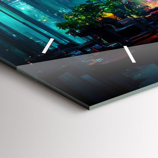 Horizontálne hodiny Mesto v kyberpunkovom štýle